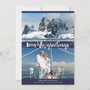 Nautische Frohe Festtage   Anker   Navy Blue Feiertagskarte