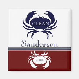 Nautische Geschirrspülmaschine Clean Burgundy Navy Magnet