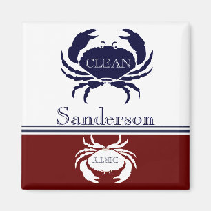 Nautische Geschirrspülmaschine Clean Burgundy Navy Magnet