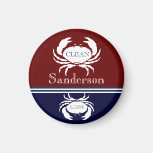 Nautische Geschirrspülmaschine Clean Burgundy Navy Magnet