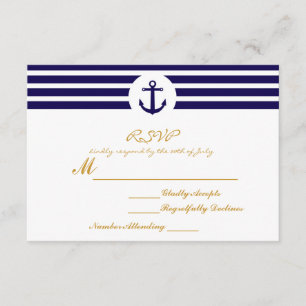 Nautische gestreifte Anker-RSVP-Hochzeitskarte RSVP Karte