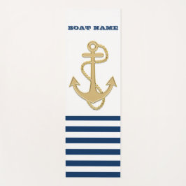Nautische, goldene Anker blaue Streifen Bath Yogamatte