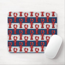 Nautische Harnstuben auf Navy Blue und Gray Stripe Mousepad