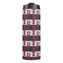 Nautische Harnstuben auf Navy Blue und Gray Stripe Thermosbecher