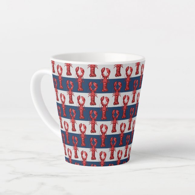 Nautische Hindernisse auf Navy Blue und Gray Strip Milchtasse (Linke Ecke)