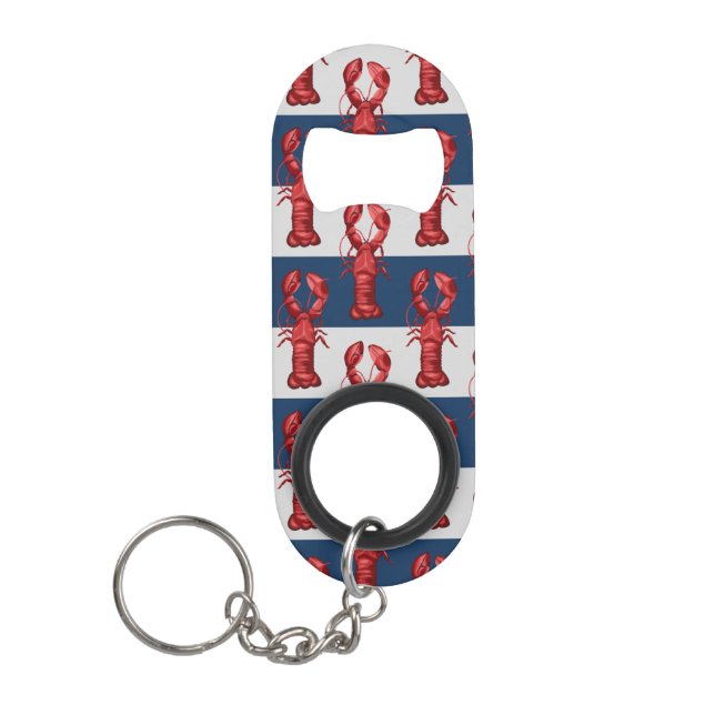 Nautische Hindernisse auf Navy Blue und Gray Strip Mini Flaschenöffner (Vorderseite)
