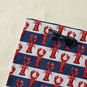 Nautische Hindernisse auf Navy Blue und Gray Strip Strandtuch