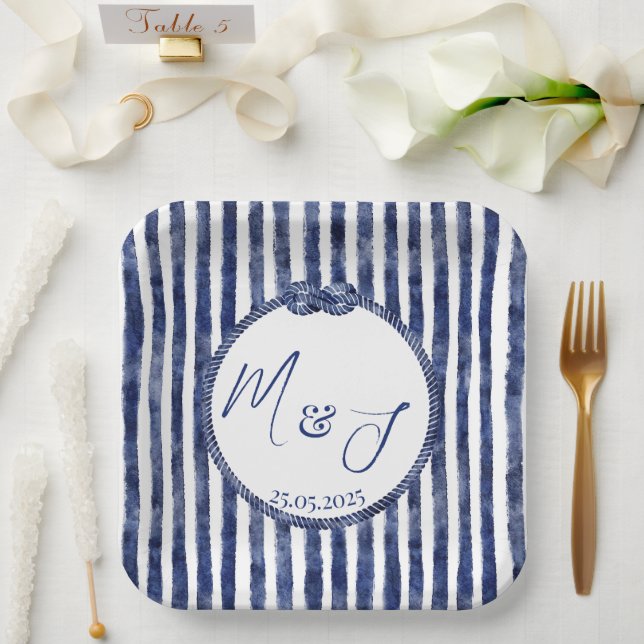 Nautische Hochzeit an der Küste Pappteller (Hochzeit)