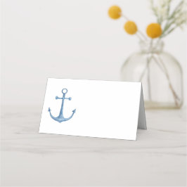 Nautische Hochzeit. Blaue Ankersitzkarte. Beach Platzkarte