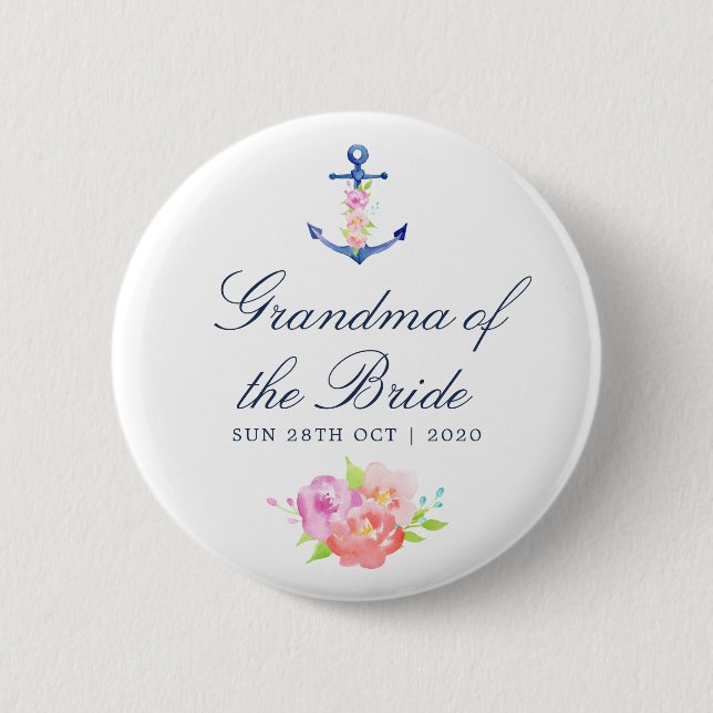 Nautische Hochzeit der Blüte Button (Vorderseite)
