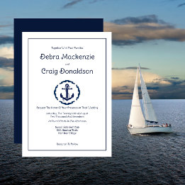 Nautische Hochzeit, Hochzeit von Marine und Weiß Einladung