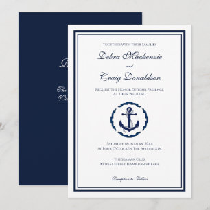 Nautische Hochzeit, Hochzeit von Navy und Whtie Einladung