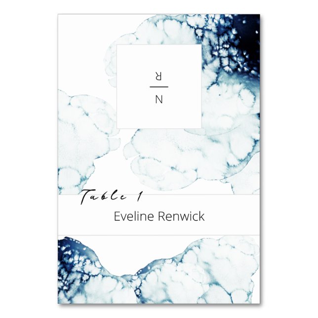 Nautische Hochzeit in Urlaubsort Folbare Platzkart Tischnummer (Vorderseite)