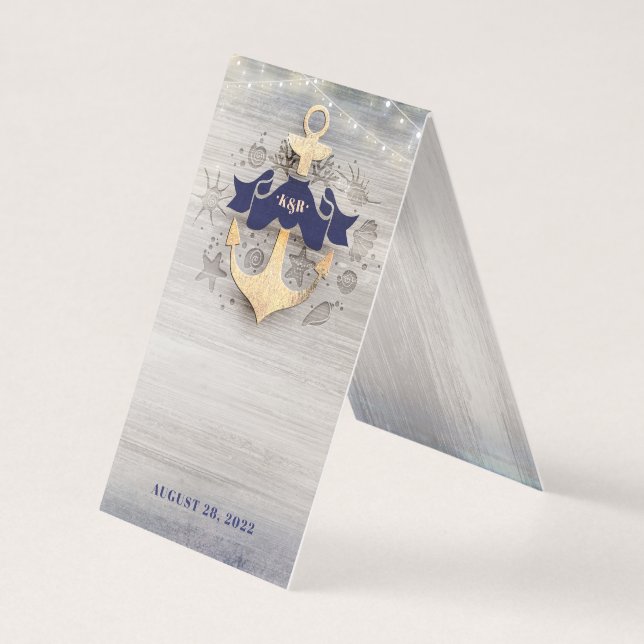 Nautische Hochzeit mit Gold Anchor | Zusätzliche K (Vorderseite)