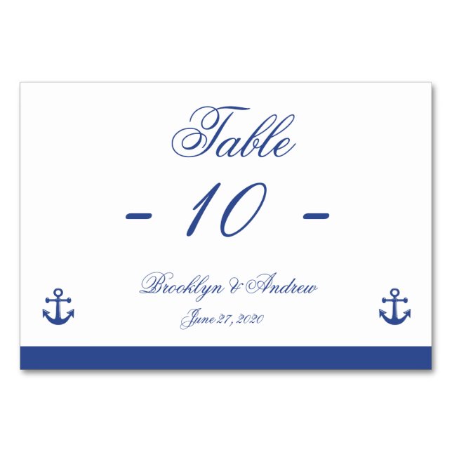 Nautische Hochzeiten-Platzkarten Tischnummer (Vorderseite)