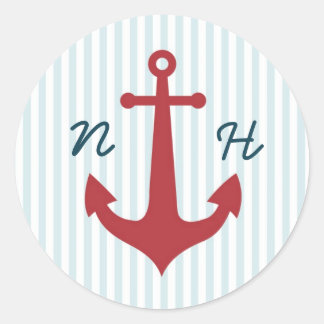 Nautische Hochzeitsticker Runder Aufkleber
