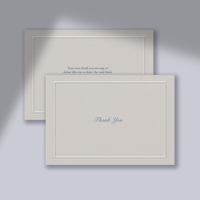 Nautische Imitate mit dem Prädikat Blue Modern Cla Dankeskarte (wedding thank you card traditional classic formal faux embossed nautical double frame)