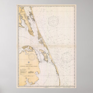 Nautische Karte der Außenbanken, North Carolina Poster