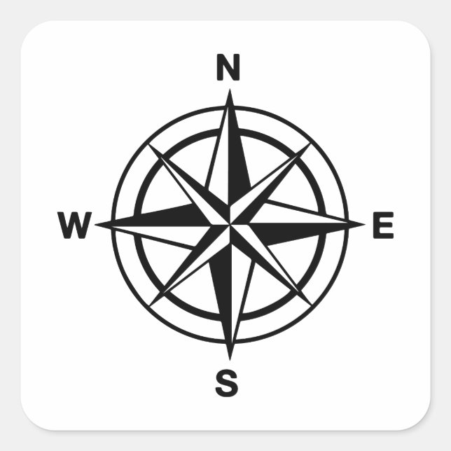 Nautische Kompass-Rose Quadratischer Aufkleber (Vorderseite)