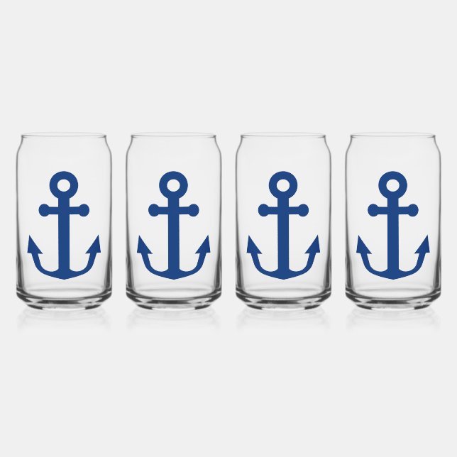 Nautische Konstruktion aus blauem Anker Dosenglas (Vorderseite)