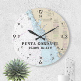 Nautische Koordinaten Punta Gorda Florida 24 Stund Große Wanduhr