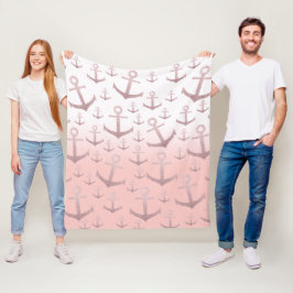 Nautische Korallen Rose Gold Glitzer Ankermuster Fleecedecke