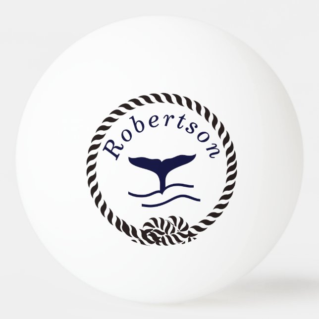 Nautische Küstenbezeichnung Sailboat Whale Navy Bl Tischtennisball (Vorderseite)