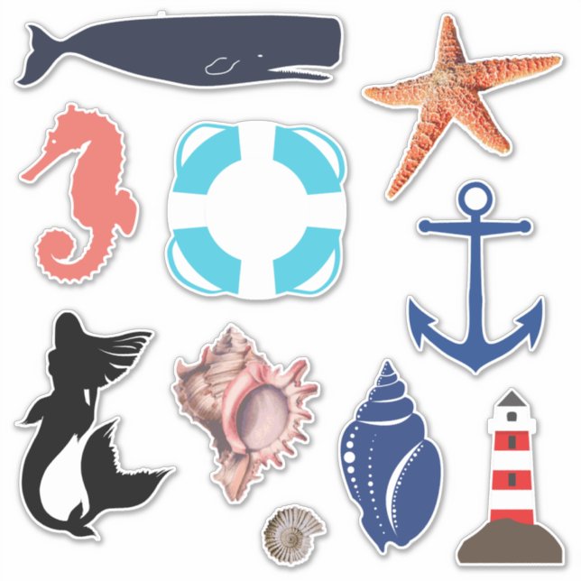 Nautische Küstenmotif Aufkleber (Vorderseite)