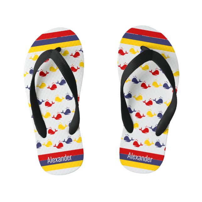 Nautische Küstenwache BLAUE RED YELLOW Wal Kinderbadesandalen (Fußbett)