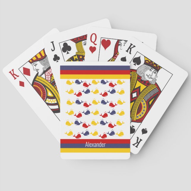 Nautische Küstenwache BLAUE RED YELLOW Wal Spielkarten (Rückseite)