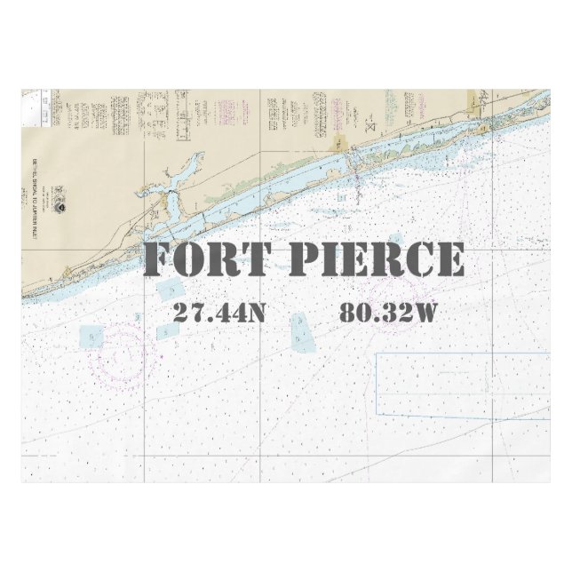 Nautische Länge Latitude Fort Pierce FL Tischdecke (Vorderseite (Horizontal))