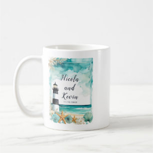 Nautische Leuchtturm-Hochzeit Kaffeetasse