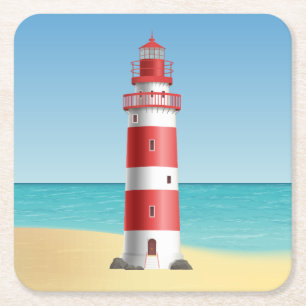 Nautische Leuchtturm-Strand-Hochzeit Ozean Sommer Rechteckiger Pappuntersetzer