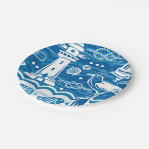 Nautische Leuchtturm-Strandparty-Papierplatte Pappteller