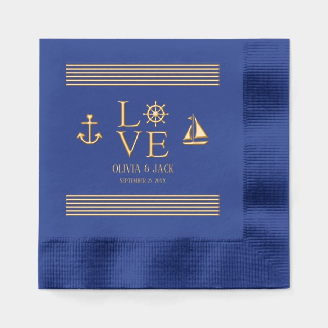 Nautische Liebe Hochzeit Servietten Mit Folie (Vorderseite)