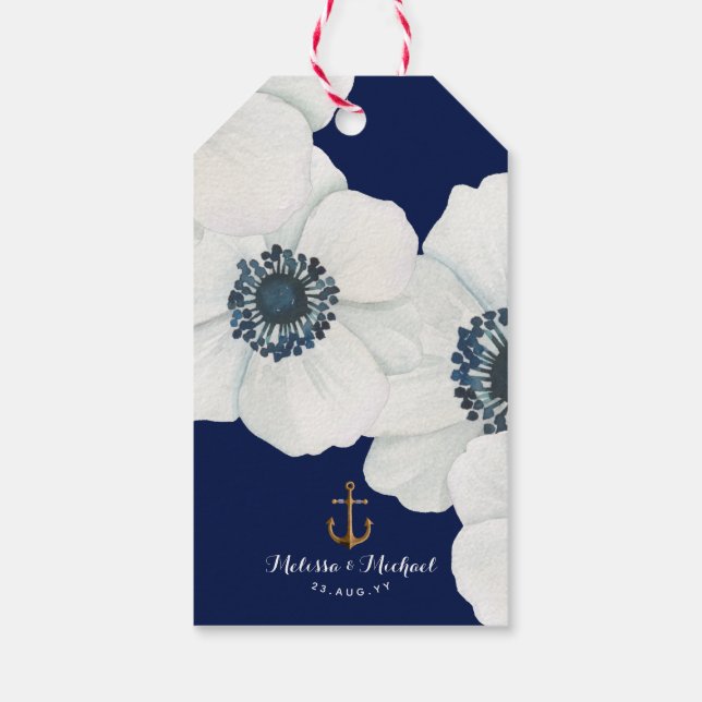 Nautische Liebe und Danke Anemone Gastgeschenk Hoc Geschenkanhänger (Rückseite)