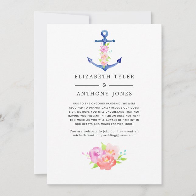 Nautische Liste mit reduzierten Blumen Ankündigung (Vorderseite)