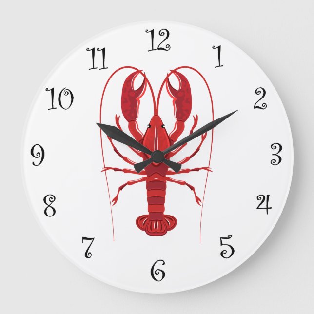 Nautische Lobster Große Wanduhr (Vorderseite)