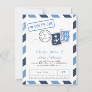 Nautische Luftpostkarte Save the Date