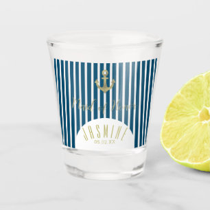 Nautische Maid of Honor Gold Anker Hochzeitslogo Schnapsglas