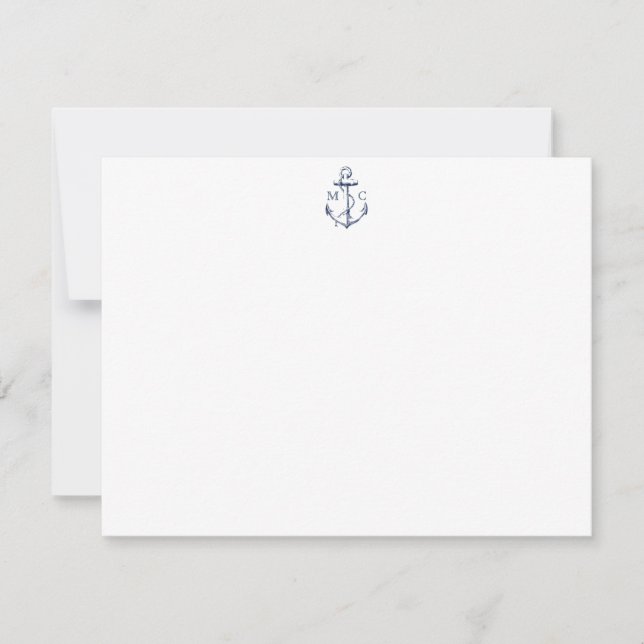 Nautische Marine Anchor Personalisiert Stationery Mitteilungskarte (Vorderseite)