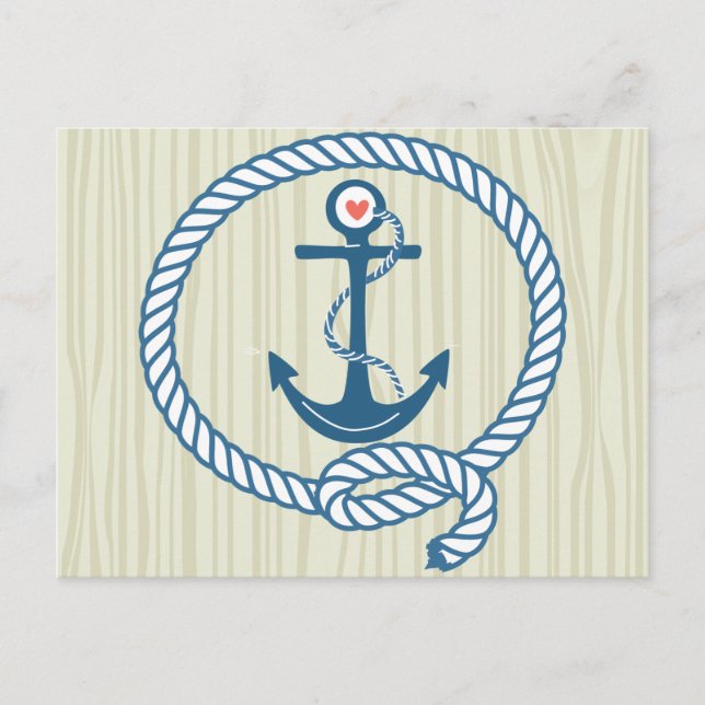 Nautische Marine Anker mit Seife und Herz Postkarte (Vorderseite)
