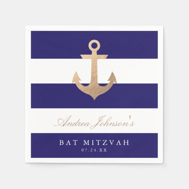 Nautische Marine Bat Mitzvah Serviette (Vorderseite)