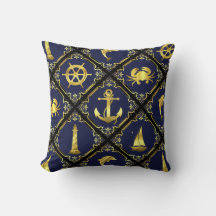 Nautische Marine/Gold/Delphin/Segelboot/Anker/Krab