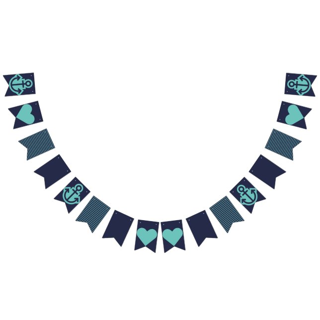 Nautische Marine und Aquamarine Jagd Wimpelkette (Alle)