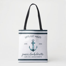 Nautische Marine und Weißbachelorette Personalisie Tasche