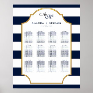 Nautische Marine   White Wedding Seating Chart Poster