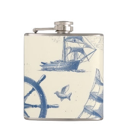 Nautische Matte mit Meeresangaben Flachmann