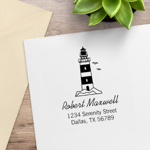Nautische Meeresleuchtturm-Adresse 3 Gummistempel