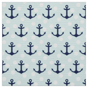 Nautische Minzpolka-Punkte und blaue Navy-Anker Stoff